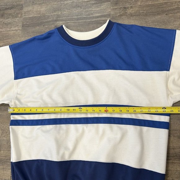 Vintage Steeplechase Blue‎ Striped Double Neck Crewneck Sweatshirt Men Size XXL - Picture 4 of 8